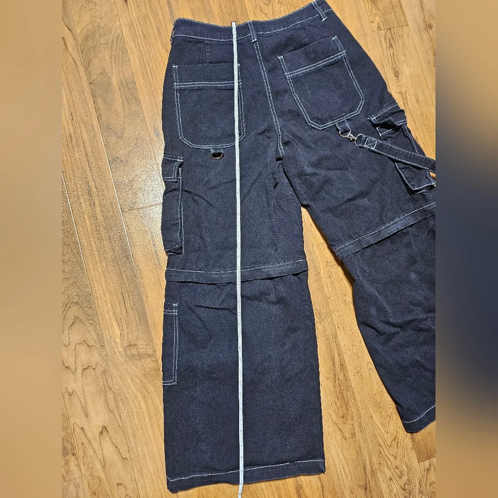 Black Cargo Pants with White Stitching - Picture 10 of 14